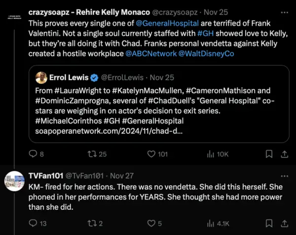 Kelly monaco claps back at disgruntled general hospital viewer, declares "those whom choose to bully behind their power will suffer their own consequences"